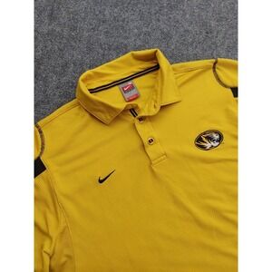 Missouri Tigers Mizzou Nike Polo Shirt Mens Medium yellow Short Sleeve Dri Fit
